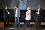 spotlight-Fachjury Vorsitzende Gabriele Röthemeyer (MFG) und Christian Mommertz (BBDO) mit Michael Ackermann und Oliver Kalkofe